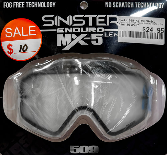 509 Sinister Enduro MX-5 Goggle Lens - Adult - Clear