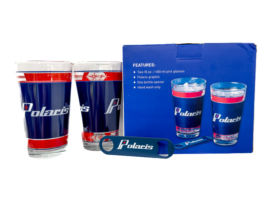 Polaris Retro Pint Glasses with Bottle Opener